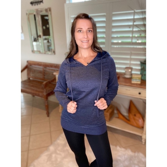 Drawstring Hoodie Kangaroo Pocket Navy 3520 - Picture 5 of 9